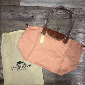 Longchamp Peach and Brown Tote Bag